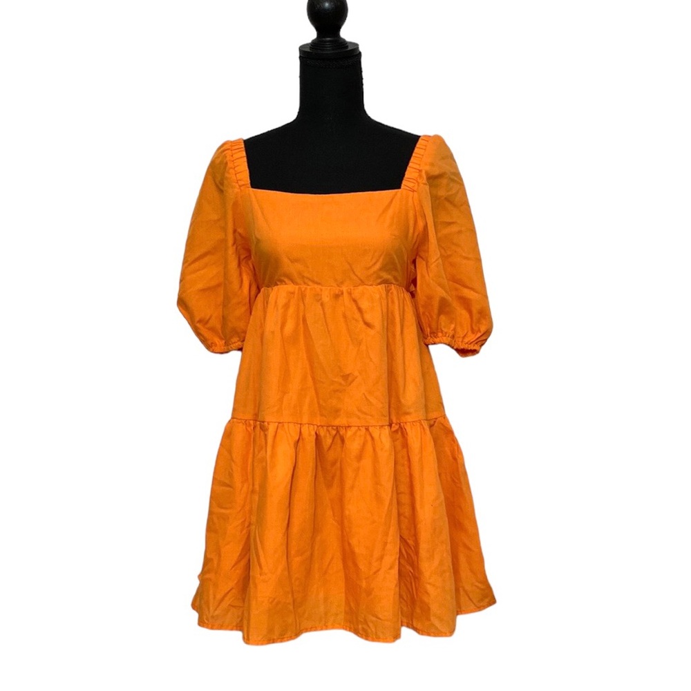 Orange Cotton Mini Dress S